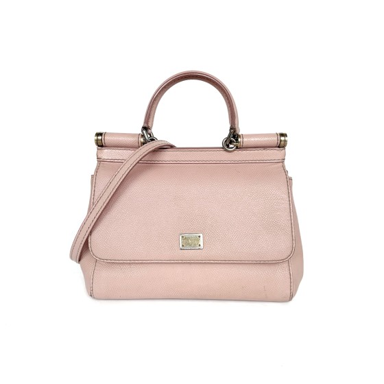 Dolce & Gabbana Sicily Grainy Leather Top Handle Crossbody Bag